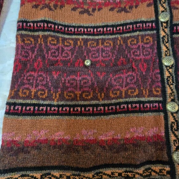 Icelandic Design XL Womens Floral Cardigan Shetland Wool Cottagecore Old Money - Picture 6 of 11